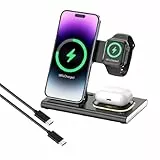 4 en 1 Chargeur Induction für Apple, Chargeur sans Fil Pour Mag-Safe, Station de Charge Pliable, Faltbar Kabelloses Charger für iPhone 16 Pro Max/15 Plus/14/13/12,iWatch 10/9/8/7/6/SE/Ultra,Airpods