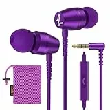 LUDOS OMNITONE Kopfhörer In Ear Kopfhörer mit Kabel und Mikrofon, 5 Jahre Garantie, In Ear Ohrhörer, 3,5 mm Klinkenstecker Earbuds, Satte Bässe Earphones, Headphones für iPhone, iPad, Samsung - Lila