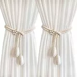 4 Stück Vorhang Raffhalter, Boho Raffhalter für Vorhänge, Gardinenhalter Raffhalter, Curtain Rope Buckle, Baumwollseil Handgewebt Vorhang Halter, zur Dekoration von Wohnzimmer Büro und Schlafzimmer
