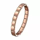 Cupimatch Italienisches Charm Armband Damen: Roségold 9mm Abnehmbares Modularmband aus Edelstahl Einfaches DIY Modische Schmuckgeschenke für Frauen Mädchen Mama Valentinstag Muttertag Geburtstag