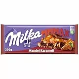 Milka Mmmax Mandel Karamell – Alpenmilch-Schokolade mit Mandel-Kakaocrème, Karamell und karamellisierten Mandeln – 300g