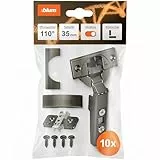 BLUM 10x CLIP top BLUMOTION Möbel Scharnier 110° in onyx, gerade mit Feder, Schrauben, Eckanschlag + BLUM CLIP Exzenter Kreuzmontageplatte, Stahl, Schrauben, Distanz 0 mm (10 Sets)