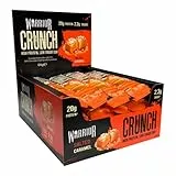 Warrior Crunch Protein Riegel 12 x 64 g – Proteinriegel ohne Zucker mit 20 g Eiweiß, Low Sugar Eiweißriegel, Schokoladen Protein Bar für unterwegs – Gesalzener Karamell