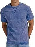 Anelune Herren T-Shirt Baumwolle Slim Fit Rundhals Kurzarm Vintage Casual Sommer Oberteil Blau L