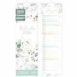 Häfft® kompakter Streifenkalender 2026 schmal (9 x 30 cm) Monats-Wandkalender für Küche, Flur & Co - übersichtliche Termine & Geburtstage 'Blattgold'- nachhaltig & klimafreundlich