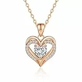 CDE Kette Damen Herzkette 925 Sterling Silber Geburtsstein Halsketten Schmuck Herz Anhänger Weihnachten Valentinstag Muttertags Geschenk Hochzeit Jubiläum Geburtstag Frau Freundin Mama