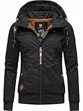 Ragwear Damen warme Winterjacke mit Abnehmbarer Kapuze Jotty Winter Intl Black22 Gr. S