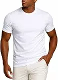 Leif Nelson Herren T-Shirt 2er Pack aus 100% Baumwolle, Basic Rundhals, Kurzarm Unterhemd, Weiß Größe L