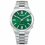 Citizen Automatik Herren Armbanduhr aus Edelstahl in der Farbe Silber-Grün 40mm, Wasserdichtigkeit: 5Bar, NJ0150-81X