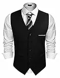 COOFANDY Anzugwesten für Herren Slim fit Herrensweste Baumwolle Elegant Hochzeit Anzug Weste Schwarz XL