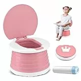 Töpfchen Für Kinder Baby Toilettensitz Ab 1 Jahr Reisetöpfchen Faltbar Für Unterwegs Baby Töpfchen Training Für Jungen Mädchen Windelfrei Töpfchen Auto Klapptöpfchen Kinder mit 15 Potty Liners (Rosa)