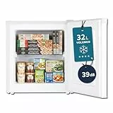 Stolthoff® Mini Gefrierschrank 32 L, Glasablage, 4-Sterne-Gefrierbox bis -18 °C, kompakter Tiefkühlschrank, leise 39 dB, manuelle Temperaturregelung, freistehend, Weiß