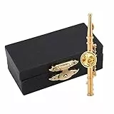 Hztyyier Flöte Brosche Silber/Gold Überzogene Frauen Brosche Pins mit Geschenkbox für Sammlung(Golden)