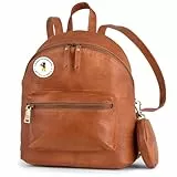 Berliner Bags Vintage Rucksack Kelly, Kleiner Tagesrucksack aus Leder mit abnehmbarem runden Etui, für Damen - Braun