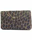 modamoda de P11 Damen Leder Geldbörse Portemonnaie Medium Handmade in Italy (Leo Wildleder Stone)