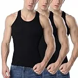 TANTOMI Unterhemd Herren 3er Pack, Tank Top, Unterhemden, Schwarz Weiss, Geeignet für Sport, Fitness und Den Alltag