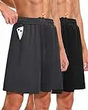 BOOJO Sportliche Herren-Shorts, schnelltrocknend, schwarz, lässige Basketball-Shorts mit Taschen für Laufen, Workout, Activewear, Yn-Schwarz/Dunkelgrau, Klein