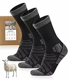 FORVEVO Merino Wandersocken Herren Damen 3 Paar, 60% Wollsocken Herren Gepolstert, Thermo Wintersocken, Sportsocken für Trekking Outdoor