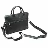 DONBOLSO Notebooktasche Marseille 13,3 Zoll Leder I Umhängetasche für Laptop I Aktentasche für Notebook I Tasche für Damen und Herren (Schwarz)