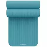 Hop-Sport Gymnastikmatte 190 x 60 cm x 2 cm, Sportmatte - gelenkschonend & rutschfest, Fitnessmatte aus NBR-Schaumstoff - extra-dick + Tragegurt- BLUE MIST