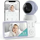 BOIFUN 2K/3MP Babyphone mit Kamera WLAN, Nachtsicht ohne sichtbares Licht, 5 Zoll Video Babyfon mit App, 360° Automatische Verfolgung, Weinen-, Bewegungs- und Geräuscherkennung, Temperaturerkennung