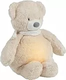 Nattou Kuscheltier-Nachtlicht Bär, Sleepy, 7 natürliche Farben, Integrierte Spieluhr, USB-Akku, 19,3 x 11 x 30,5 cm, Vegan, Plüsch/Polyester, Beige