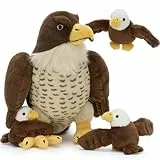 MorisMos 4 stücke Falke Plüschtier Set, 35cm Groß Mutter Falke mit 3 Kuscheln Baby, Gefüllte Tier Plüsch Kuscheln Weiches Spielzeug, Kawaii Geschenke für Kinder