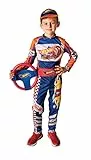 Ciao- Hot Wheels pilot suit Race Team costume disguise official boy (Size 8-10 years) with foam steering wheel, Blue, Orange