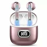 Neu 2026 KI Übersetzer Kopfhörer, 3-in-1 Echtzeit Sprachübersetzer Ohrhörer mit 164 Sprachen & 7 Modi, Bluetooth 5.4 Kopfhörer Übersetzer mit App, LED Display, 42H Laufzeit für Reisen, Roségold