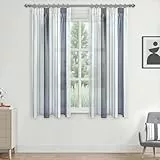 MRTREES Vorhänge Mit Kräuselband Grau und Weiß Streifen Gardinen Schlafzimmer Vorhang 175x140 cm Store 2 Set