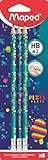 Maped - 6x ergonomische Drei-Kant-Bleistifte PIXEL PARTY mit Radierer - HB mittel