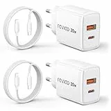 RAVIAD iPhone Ladekabel und Schnellladegerät [MFi-Zertifiziert] 20W iPhone Ladegerät 2-Pack, 2M USB C auf Lightning Kabel mit Netzteil Ladestecker für iPhone 14 Pro Max 13 Plus 12 11 SE X iPad