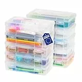 Iris Ohyama, Aufbewahrungsbox für Büromaterial, Plastik, 1.4L, 10er Set, Transparent, Stapelbar, Schnappverschluss, für Schreibwaren, Dokumente, Stifte, kleine Werkzeuge, BPA frei, Organizer, MCC-220