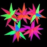 QINQINZIJIN 5 Stück Neon Luftballons, Neon Sterne Leuchtende Party Luftballons, Explosion Stern Ballons, Schwarzlicht Party Dekoration für Geburtstag Hochzeit Bogen Karneval Weihnachten