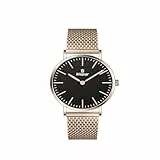 Weayege Armbanduhr Damen Rose Gold, Luxus Armbanduhr mit Edelstahlarmband, Analog Quarz Edelstahl Wasserdicht Mesh Ultradünne, 1080p Full HD