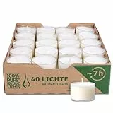 Wenzel Teelichter 7h – 40er Set vegane Raps-Teelichter – CO2-neutral, ohne Alu – transparente Hülle – Made in Germany – Teelicht für Pyramiden, Weihnachten & Notfall – plastikfrei & nachhaltig