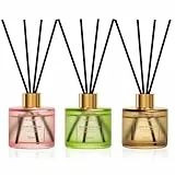 DIUFJAG Raumduft Diffuser 3 x 50ml Mit 15 Duftstäbchen,Pfirsich/Gardenie/Osmanthus-Oolong,Natürlich,Langanhaltend,Home Duft Reed Diffusor Lufterfrischer für Schlafzimmer Büro Badezimmer