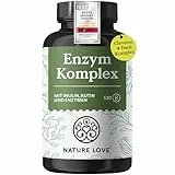NATURE LOVE® Enzym Komplex - 120 Kapseln - inkl. Lipase & α-Amylase | mit Bromelain, Rutin, Cellulase und Inulin - Verdauungsenzyme (Digestive Enzyme) im 4 Monatsvorrat - vegan, laborgeprüft