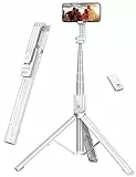 ANXRE 60' Handy Stativ mit FernauslöSer Lichtstativ für Videoaufnahmen（Weiß）