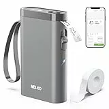 Nelko Etikettendrucker, Bluetooth P21 Selbstklebendes Etikettiergerät Tragbarer beschriftungsgerät selbstklebend Labeldrucker, Kabelloser, Mini Label Printer mit iOS Android,Für Zuhause, Büro, Grau