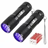 LE LED UV Schwarzlicht Taschenlampe mit 9 LEDs, mini UV Lampe Ultraviolettes Licht mit 395nm für Geocaching, Heimtierurindetektoren, Haustiere Urin-Detektor usw. Inklusive 6 AAA Batterien