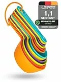 Mitavo 12 teiliges Messlöffel-Set, Bunte Maßlöffel, Dosierlöffel zum Kochen Backen, Maßangaben für Flüssigkeiten & Pulver (ml, cups, EL, TL), Stapelfähiges, Spülmaschinenfestes Küchenwerkzeug