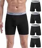 wirarpa Boxershorts Herren Baumwolle Männer Unterhosen Stretch Unterwäsche Men Boxer mit Eingriff ohne Etikett 4er Pack Schwarz Größe XXL