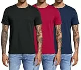 Boyzn 3er Pack T-Shirts für Herren Basic aus Baumwolle, Lässige leichte Sommer Kurzarm Casual Top, Herren T-Shirts mit Rundhalsausschnitt Black/Navy/Red-3P04-XL