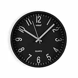 Versa Raven leise und dekorative Wanduhr, für Küche, Wohnzimmer oder Esszimmer – gut lesbar, Maße (H x L x B) 25 x 4,3 x 25 cm, Polypropylen, Schwarz