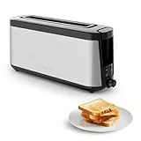 Tefal Element Langschlitz-Toaster, integrierter Brötchenaufsatz, 4 Funktionen mit Kontrollleuchten, Anhebevorrichtung, herausnehmbare Krümelschublade, variabler Schlitz, Edelstahl/Schwarz, TL430811