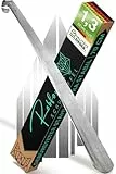 Robfox 70cm Schuhlöffel I extra stabiler Schuhanzieher aus gebürstetem Stahl I lange Schuhanziehhilfe I Rückenschonender Schuh Löffel in Premium Qualität (Silber)