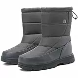 BARFULKER Winterstiefel Herren Damen Winterschuhe Warm Gefüttert Schneestiefel Leicht Wanderschuhe Trekkingschuhe Rutschfest Stiefel Outdoor Boots, Grau 43 EU