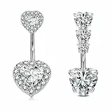 WillTen Silber Bauchnabelpiercing Herz Diamant Klar CZ 14G Nabelpiercing Chirurgenstahl Piercing Bauchnabel Damen 10MM Bauchpiercing Bananabells