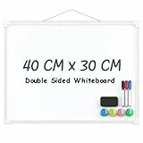 KTRIO Kleines Whiteboard, trocken abwischbar, 40 cm x 30 cm, doppelseitiges magnetisches Whiteboard mit Markern & Magneten, tragbares Whiteboard und Stifte für Wand, Studenten, Planung, Zeichnen,